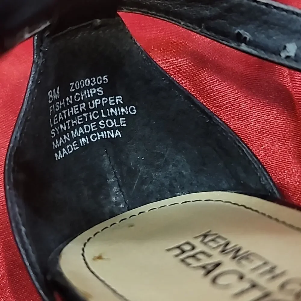 KENNETH COLE sz8 Fish N Chips strappy platform block heel